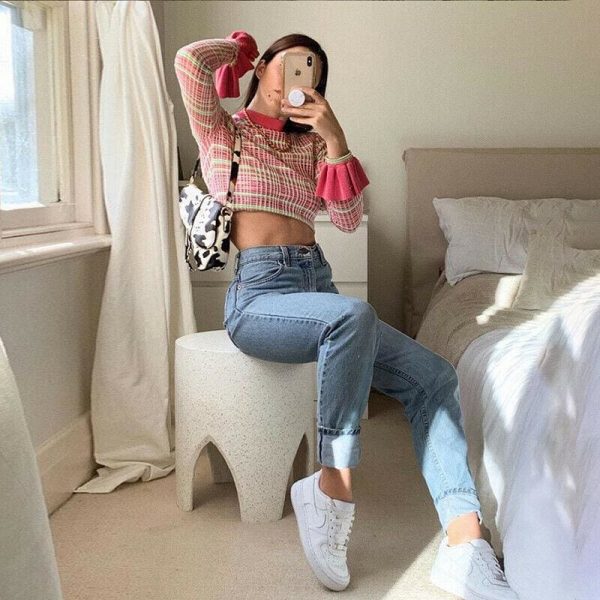 The Best Women Short Tee Shirt Crew Neck Ruffle Long Sleeve Party Crop Tops Ladies Casual Holiday Bandage Wrap Top Shirt Online - Takalr