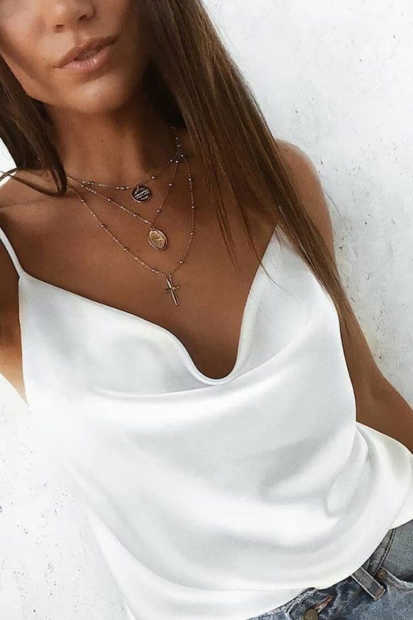 The Best Women Silk Satin Lace Strap Top Shirt Lady Sleeveless Vest Tank Summer Loose Camisole Party Clubwear Online - Takalr