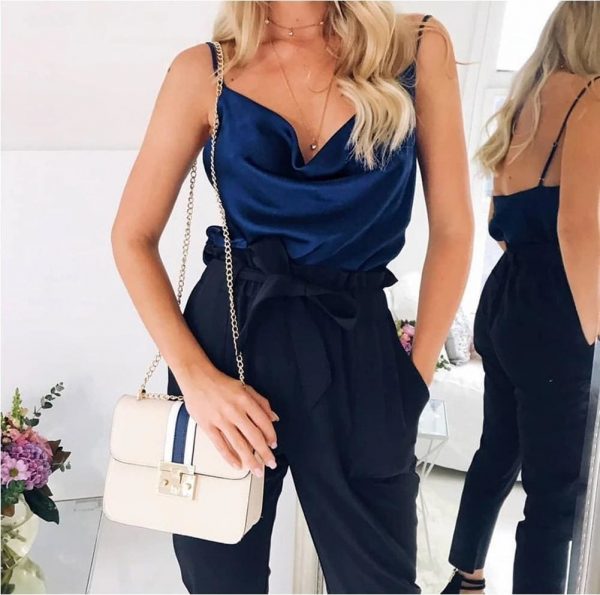 The Best Women Silk Satin Lace Strap Top Shirt Lady Sleeveless Vest Tank Summer Loose Camisole Party Clubwear Online - Takalr