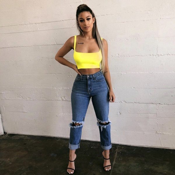 The Best Women Sleeveless Crop Top Basic Tank Top Summer Party Slim Short Tee Online - Source Silk