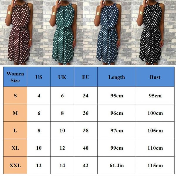 The Best Women Sleeveless Polka Dot Midi Dress 2019 Fashion Ladies Summer Beach Casual Bandage Belt Dress Sundress Online - Takalr