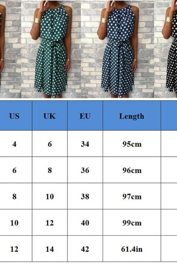 The Best Women Sleeveless Polka Dot Midi Dress 2019 Fashion Ladies Summer Beach Casual Bandage Belt Dress Sundress Online - Takalr