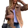 women slim fit double breasted jacket coat autumn short jacket fashion solid khaki streetwear casual outwear jackets - Takalr