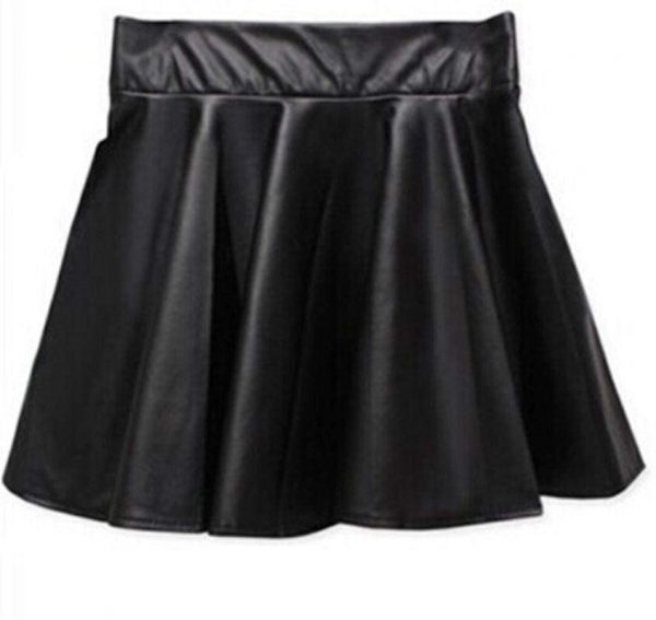 The Best Women Slim PU Skirt High Waist Short Mini Skirt Pleated Party Faux Leather Skirts Online - Takalr