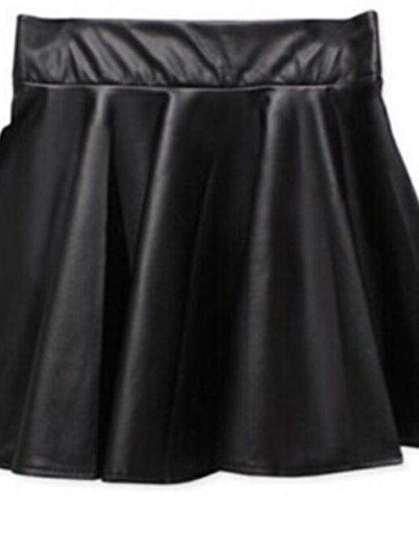 The Best Women Slim PU Skirt High Waist Short Mini Skirt Pleated Party Faux Leather Skirts Online - Takalr