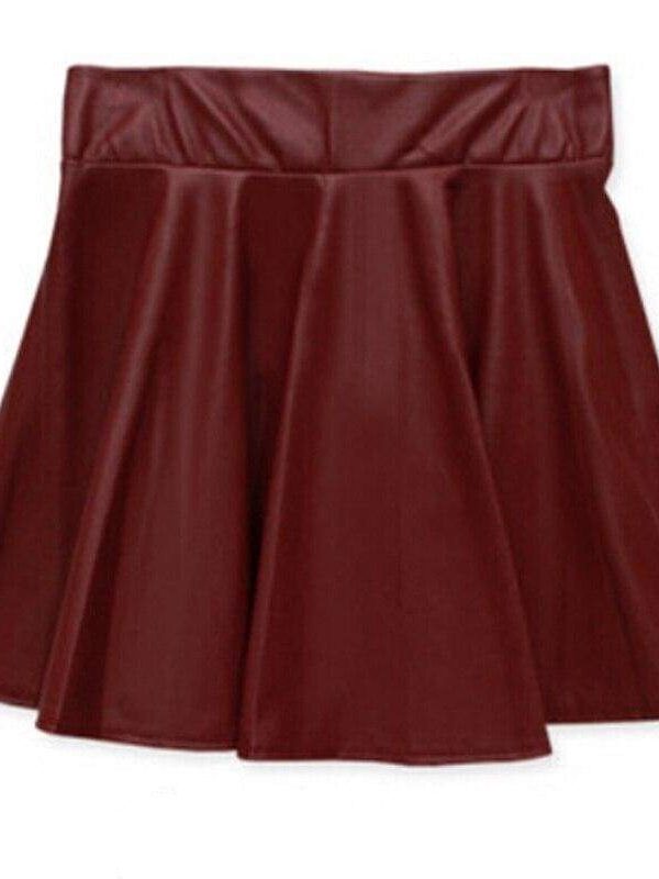 The Best Women Slim PU Skirt High Waist Short Mini Skirt Pleated Party Faux Leather Skirts Online - Takalr