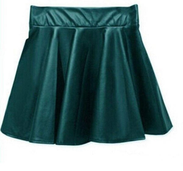 The Best Women Slim PU Skirt High Waist Short Mini Skirt Pleated Party Faux Leather Skirts Online - Takalr