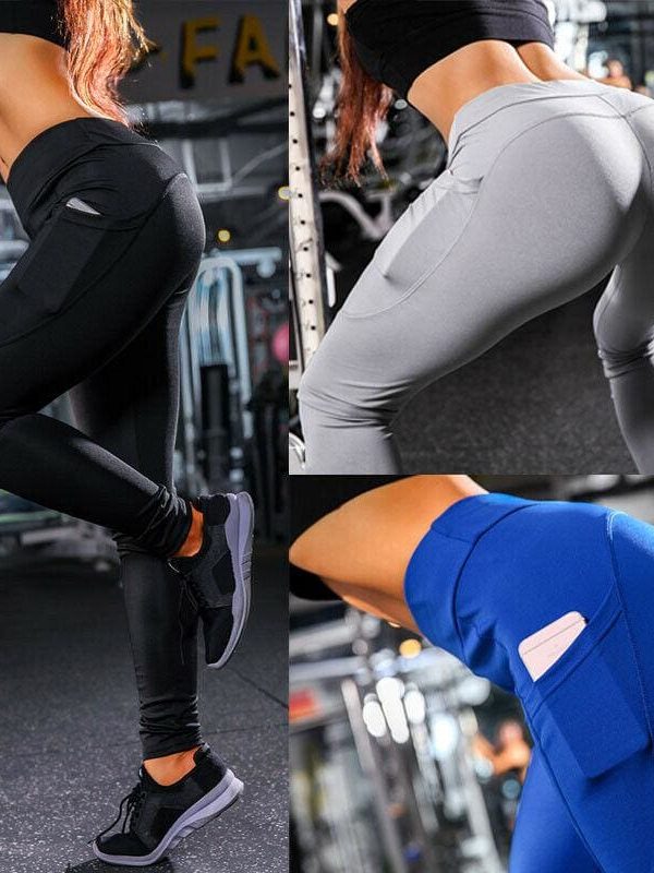 The Best Women Sport Pants High Waist Fitness Leggings Running Gym Elastic Trousers Casual Solid Skinny Workout Athletic Pants Online - Takalr