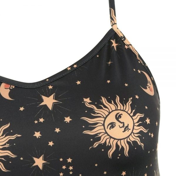 The Best Women Starry moon pattern Printed O-Neck Sleeveless Dress Online - Source Silk