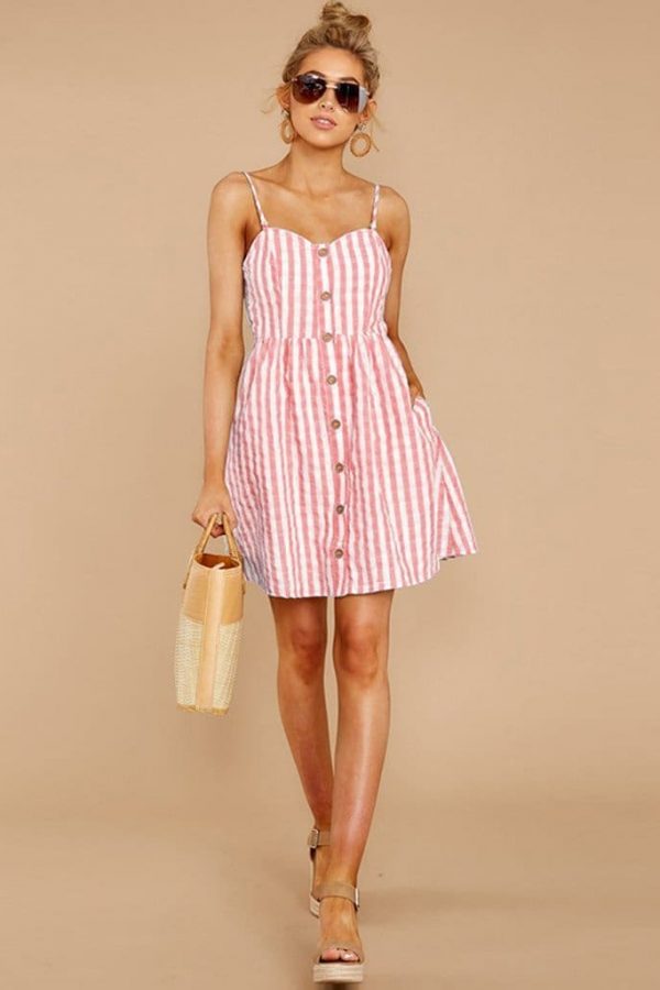 The Best Women Strappy Off Shoulder Striped Bow Open Back Short Mini Dress Online - Source Silk