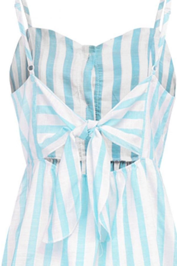 The Best Women Strappy Off Shoulder Striped Bow Open Back Short Mini Dress Online - Source Silk