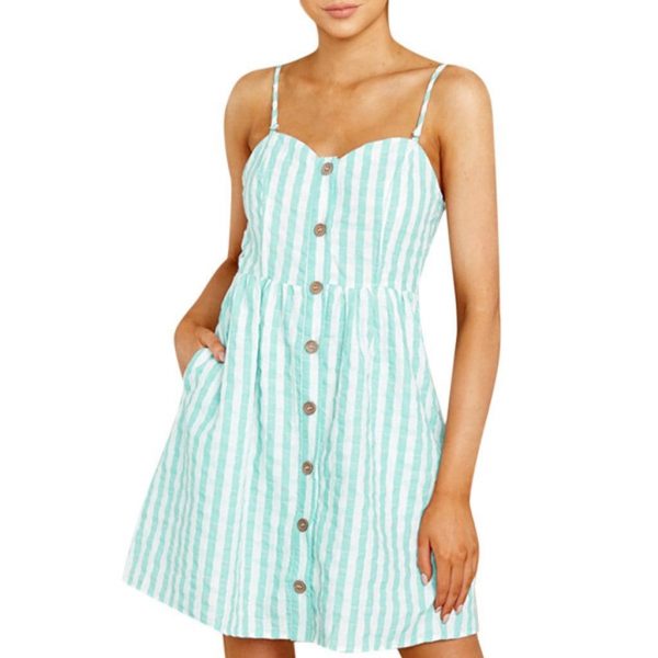 The Best Women Strappy Off Shoulder Striped Bow Open Back Short Mini Dress Online - Source Silk