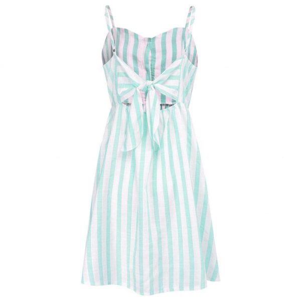 The Best Women Strappy Off Shoulder Striped Bow Open Back Short Mini Dress Online - Source Silk