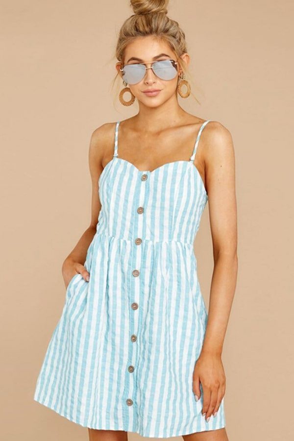 The Best Women Strappy Off Shoulder Striped Bow Open Back Short Mini Dress Online - Source Silk