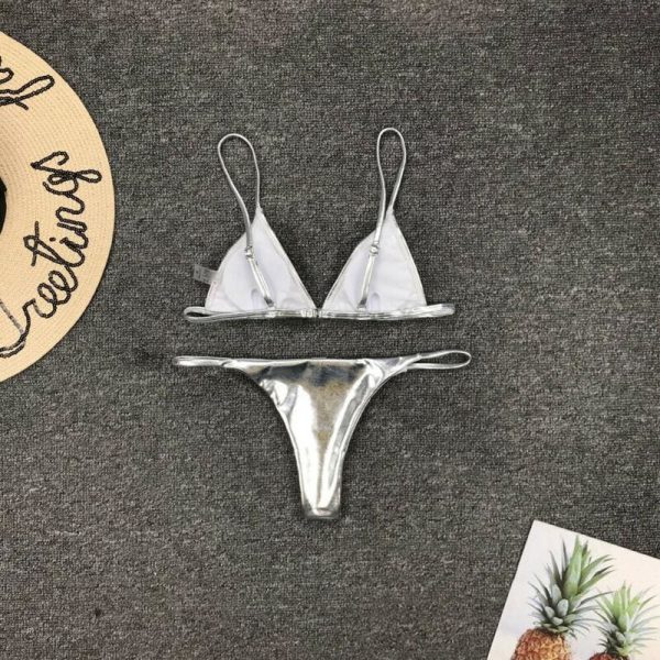 The Best Women String Micro Bikinis Brazil Thong Swimsuit Silver Strap Two Piece Swimwears Online - Takalr