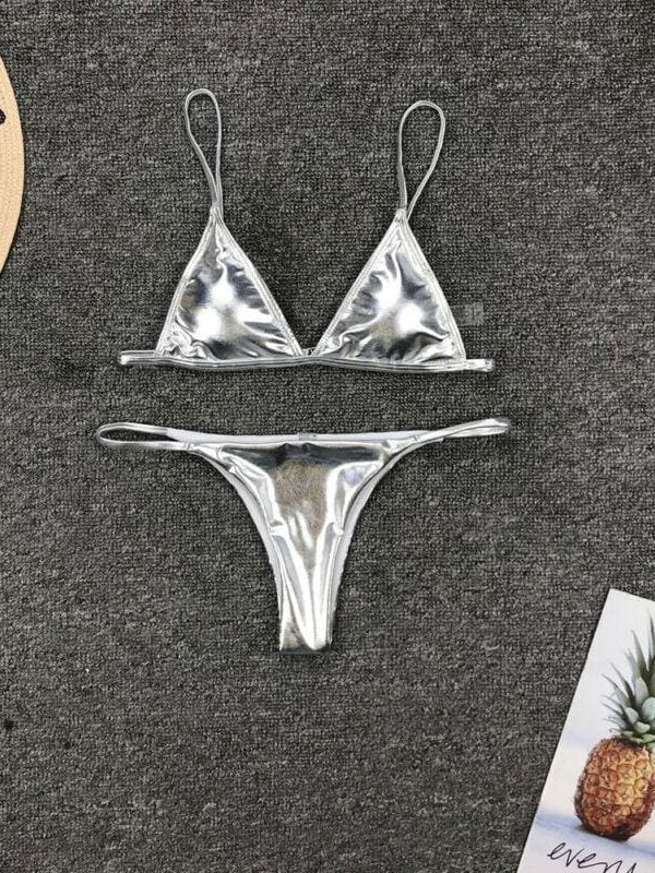 The Best Women String Micro Bikinis Brazil Thong Swimsuit Silver Strap Two Piece Swimwears Online - Takalr