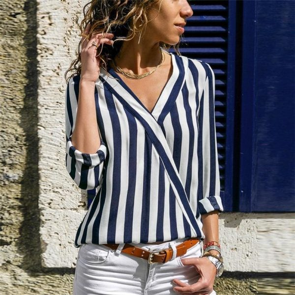 The Best Women Striped Blouse Shirt Long Sleeve Online - Takalr