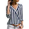 The Best Women Striped Blouse Shirt Long Sleeve Online - Takalr