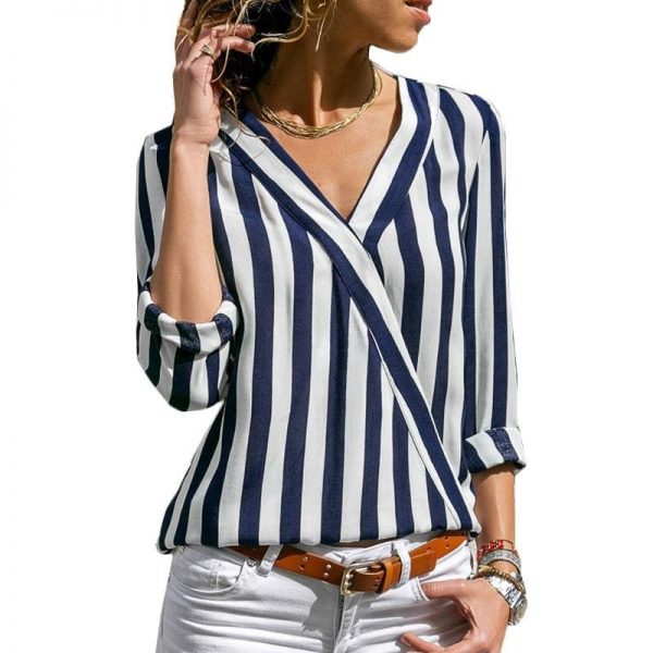 The Best Women Striped Blouse Shirt Long Sleeve Online - Takalr