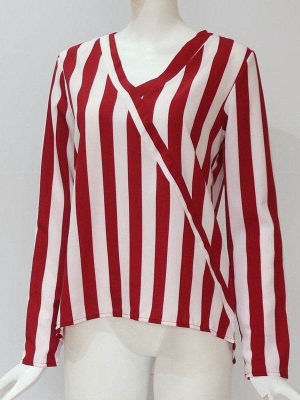 The Best Women Striped Blouse Shirt Long Sleeve Online - Takalr