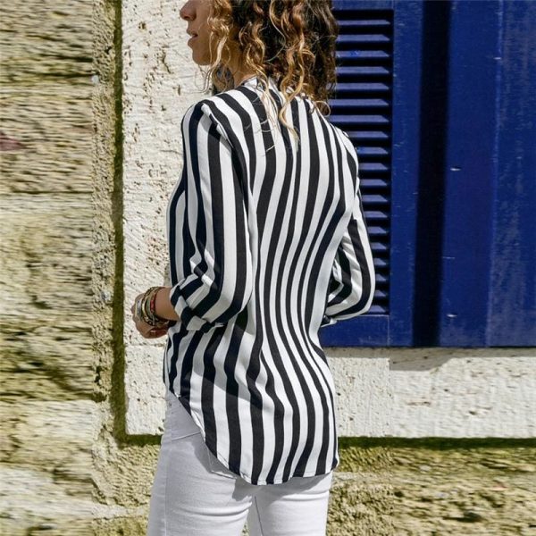 The Best Women Striped Blouse Shirt Long Sleeve Online - Takalr