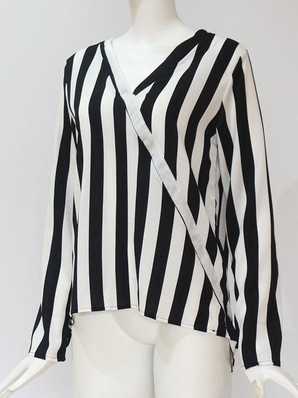 The Best Women Striped Blouse Shirt Long Sleeve Online - Takalr