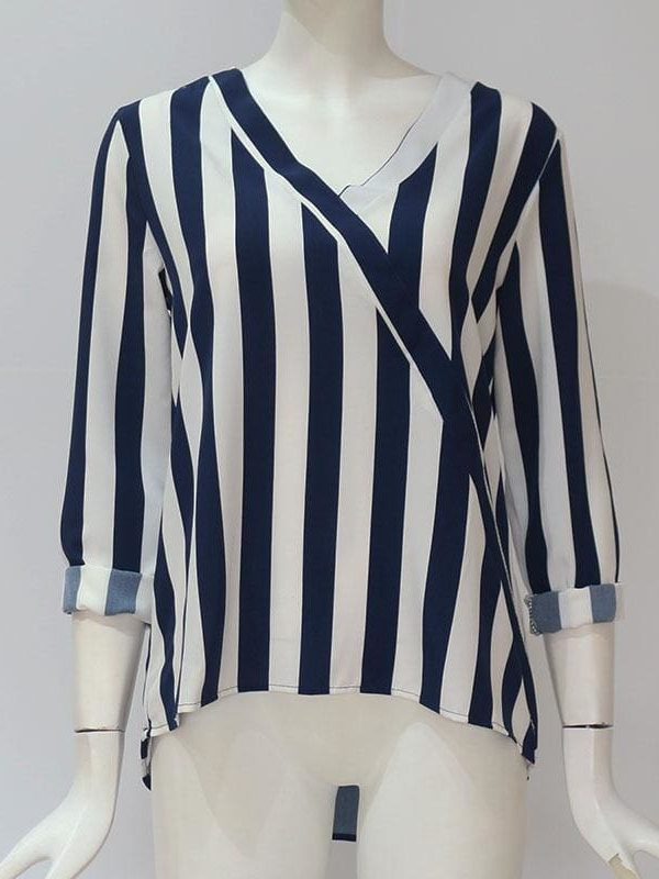 The Best Women Striped Blouse Shirt Long Sleeve Online - Takalr