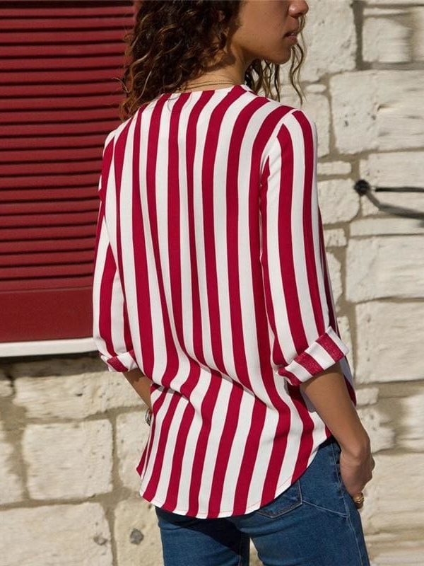 The Best Women Striped Blouse Shirt Long Sleeve Online - Takalr