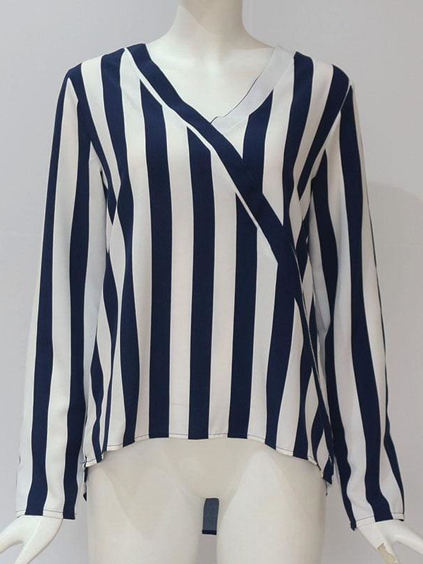 The Best Women Striped Blouse Shirt Long Sleeve Online - Takalr