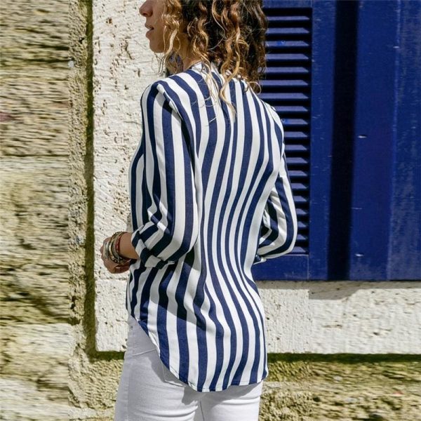 The Best Women Striped Blouse Shirt Long Sleeve Online - Takalr