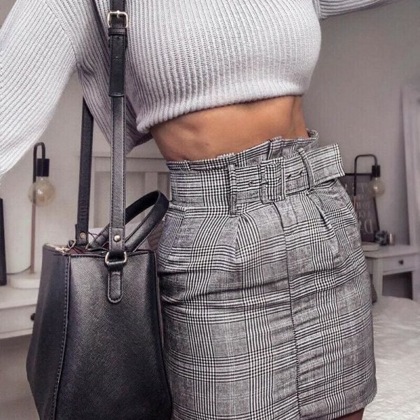 The Best Women Summer Bodycon Plaid Short Mini Skirt High Waist Pencil Skirt Online - Takalr