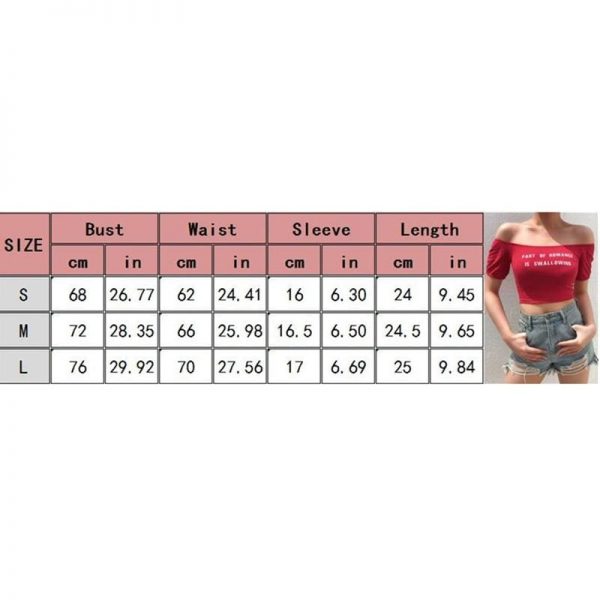 The Best Women Summer Casual Off Shoulder Crop Top Vest Fashion Sexy Slash Neck Letter Beach Short Slim Tee T-shirts Online - Takalr