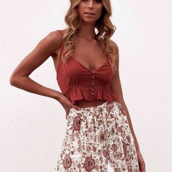 The Best Women Summer Casual Tank Tops Ladies Strappy Solid Beach Holiday Vest Blouse Sleeveless Crop Shirt Online - Takalr