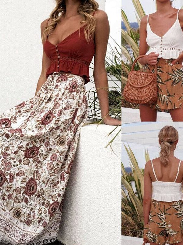 The Best Women Summer Casual Tank Tops Ladies Strappy Solid Beach Holiday Vest Blouse Sleeveless Crop Shirt Online - Takalr