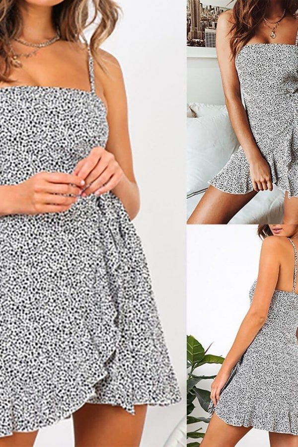 The Best Women Summer Dress Fashion Casual Printed Draped Sling Female Dress Online - Source Silk