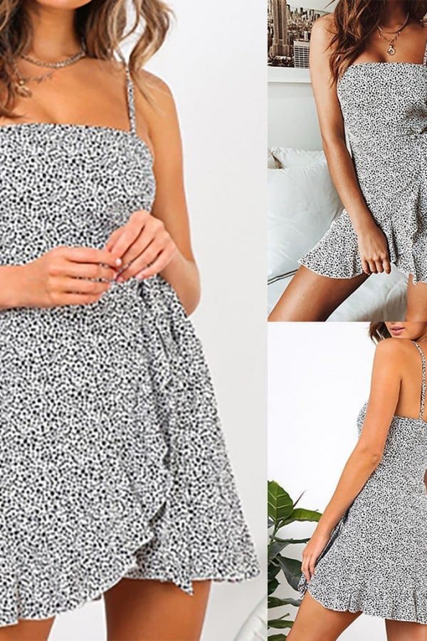 The Best Women Summer Dress Fashion Casual Printed Draped Sling Female Dress Online - Source Silk