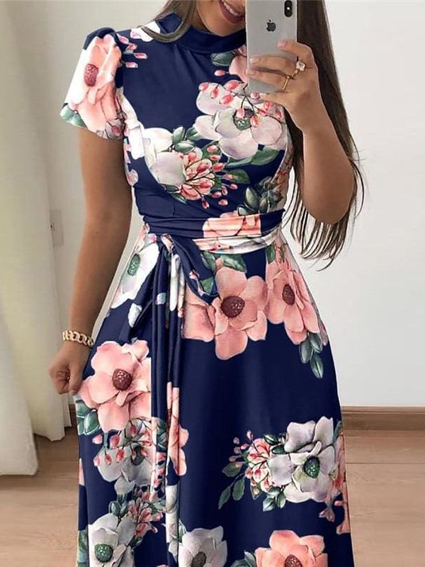 The Best Women Summer Dress Turtleneck Bandage Elegant Dresses Online - Source Silk