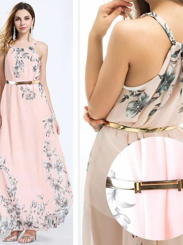 The Best Women Summer Floral Sleeveless Dress Backless Dress Summer High Waist Print Sundress Dress Online - Takalr