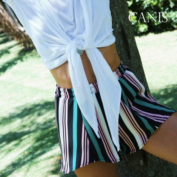 The Best Women Summer High Waist Shorts Holiday Beach Shorts Stripe Mini Trousers Online - Takalr