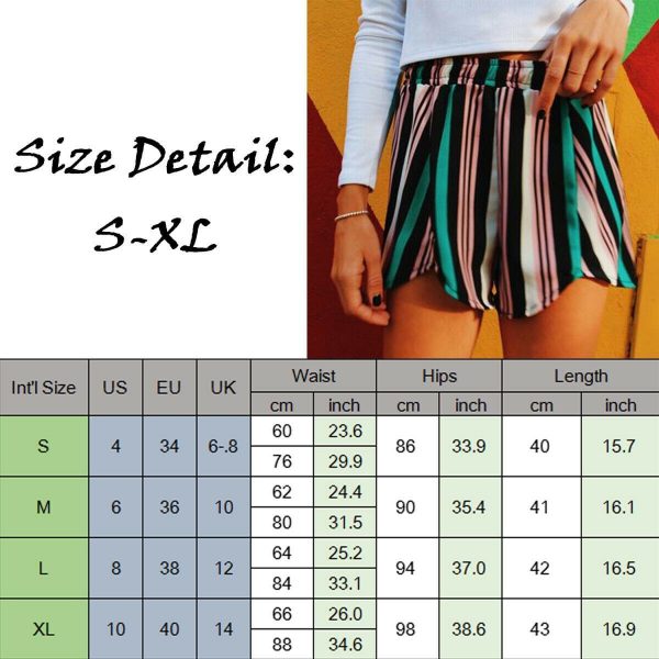 The Best Women Summer High Waist Shorts Holiday Beach Shorts Stripe Mini Trousers Online - Takalr