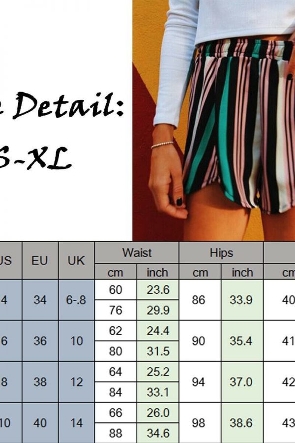 The Best Women Summer High Waist Shorts Holiday Beach Shorts Stripe Mini Trousers Online - Takalr