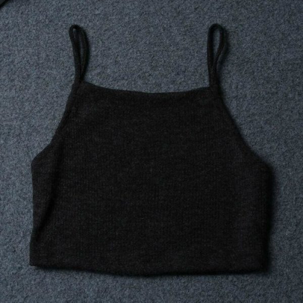 The Best Women Summer Sleeveless Spaghetti Strap Knitted Short Tank Vest Tops Bodycon Casual Solid Crop Tops Tank Tops Online - Takalr