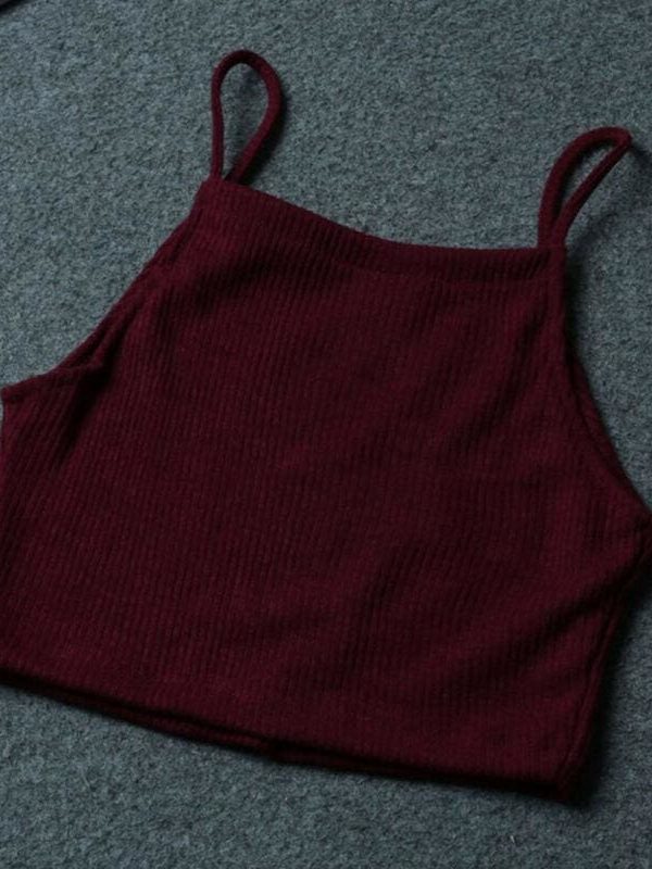 The Best Women Summer Sleeveless Spaghetti Strap Knitted Short Tank Vest Tops Bodycon Casual Solid Crop Tops Tank Tops Online - Takalr