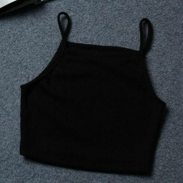 The Best Women Summer Sleeveless Spaghetti Strap Knitted Short Tank Vest Tops Bodycon Casual Solid Crop Tops Tank Tops Online - Takalr