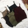 The Best Women Summer Sleeveless Spaghetti Strap Knitted Short Tank Vest Tops Bodycon Casual Solid Crop Tops Tank Tops Online - Takalr