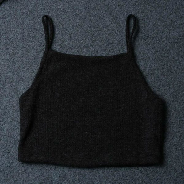 The Best Women Summer Sleeveless Spaghetti Strap Knitted Short Tank Vest Tops Bodycon Casual Solid Crop Tops Tank Tops Online - Takalr