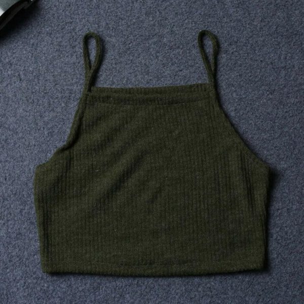 The Best Women Summer Sleeveless Spaghetti Strap Knitted Short Tank Vest Tops Bodycon Casual Solid Crop Tops Tank Tops Online - Takalr