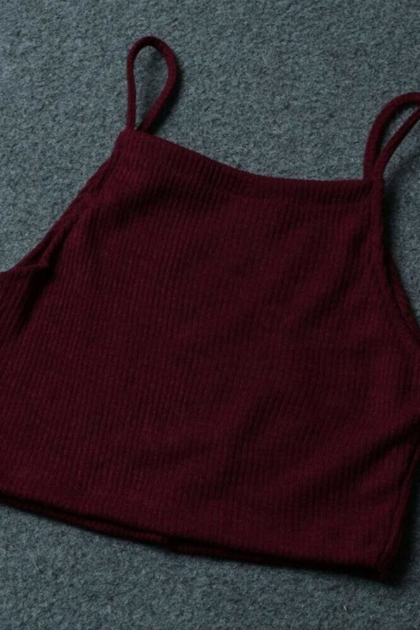 The Best Women Summer Sleeveless Spaghetti Strap Knitted Short Tank Vest Tops Bodycon Casual Solid Crop Tops Tank Tops Online - Takalr