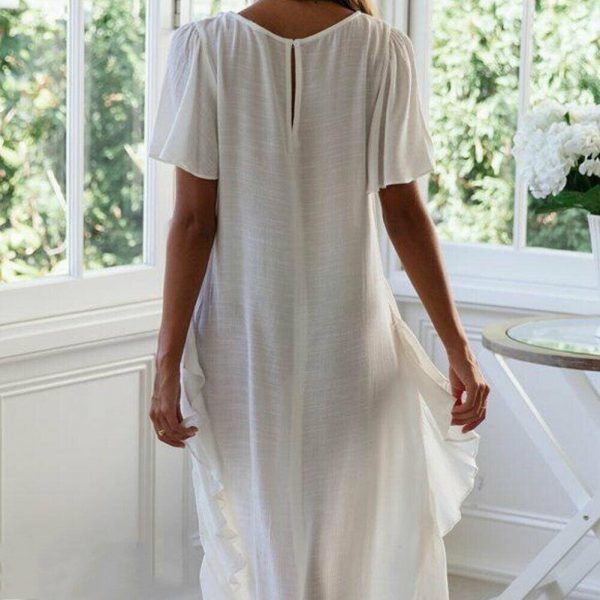 The Best Women Summer Swallowtail Tops Smocks Blouse Beach Fashion Ladies Solid Short Sleeve Casual Shirt Tunics New Online - Takalr