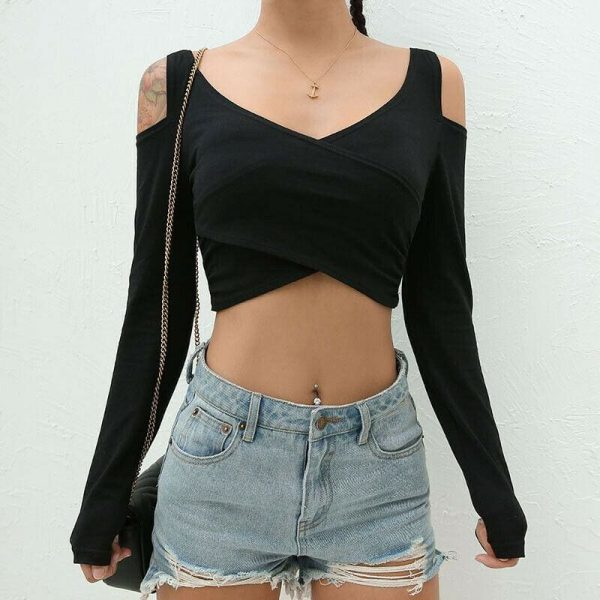 The Best Women Summer Tank Top Vest Ladies Casual Long Sleeve Crop Top Shirt Online - Takalr